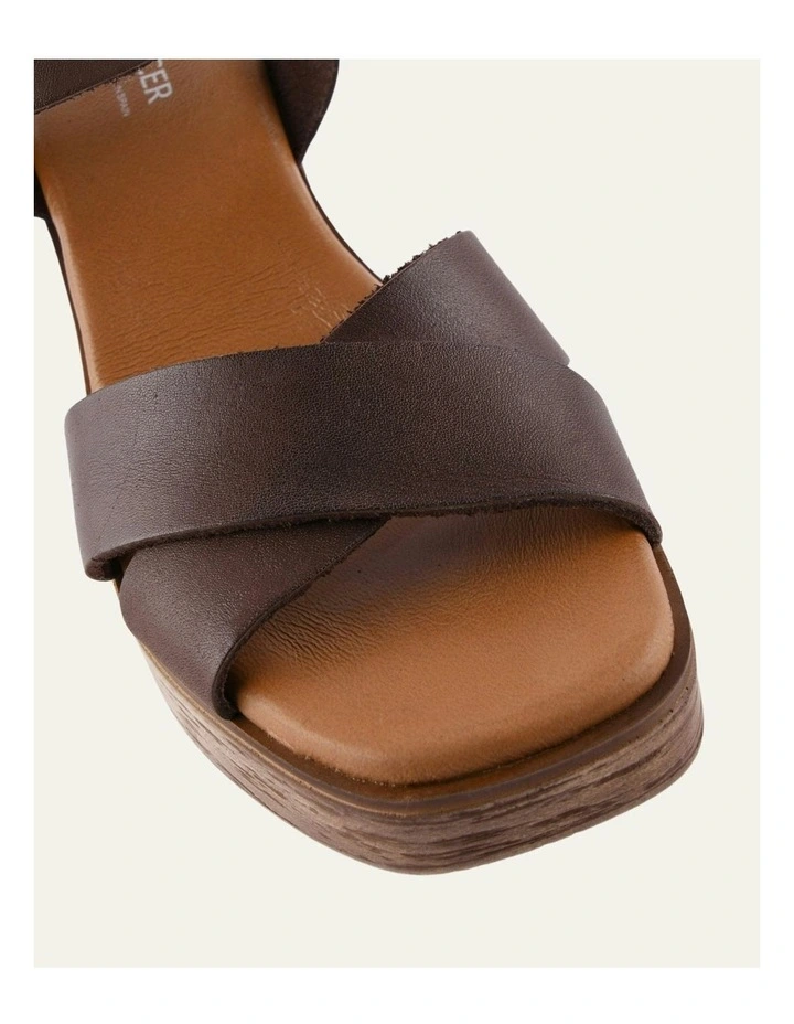 Quartz Mid Heel Sandals in Chocolate Leather image 3