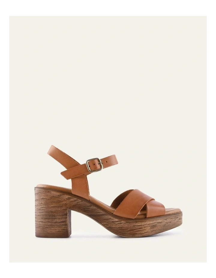 Quartz Mid Heel Sandals in Brandy Leather image 1