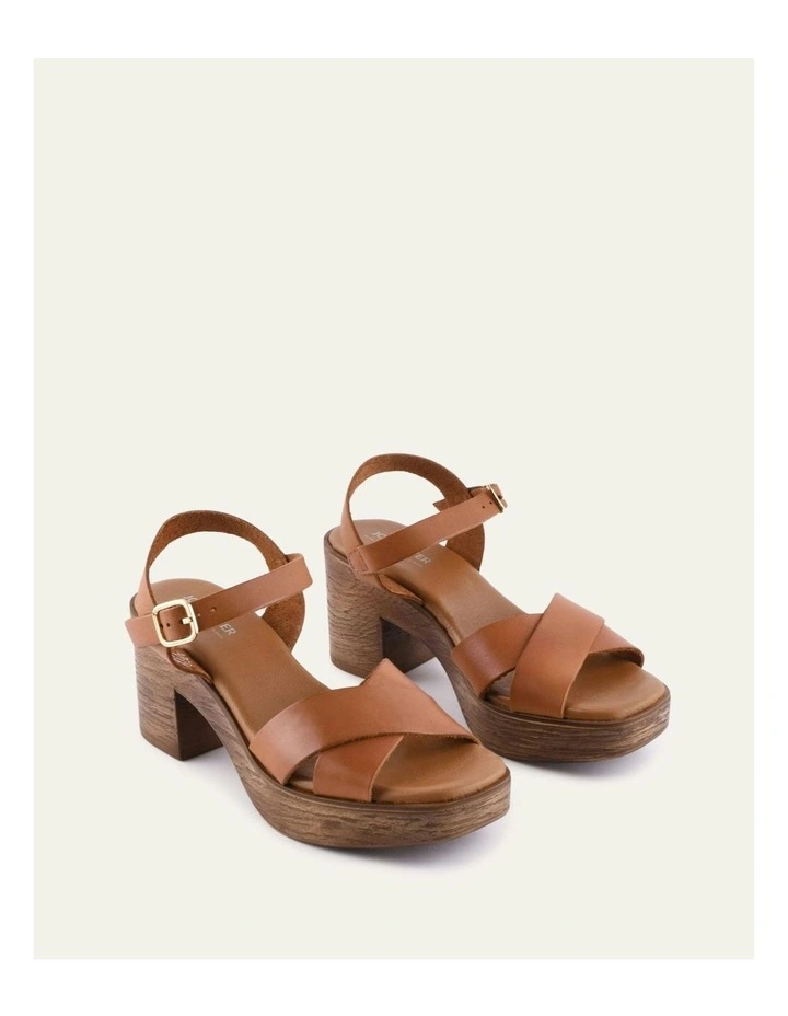 Quartz Mid Heel Sandals in Brandy Leather image 2
