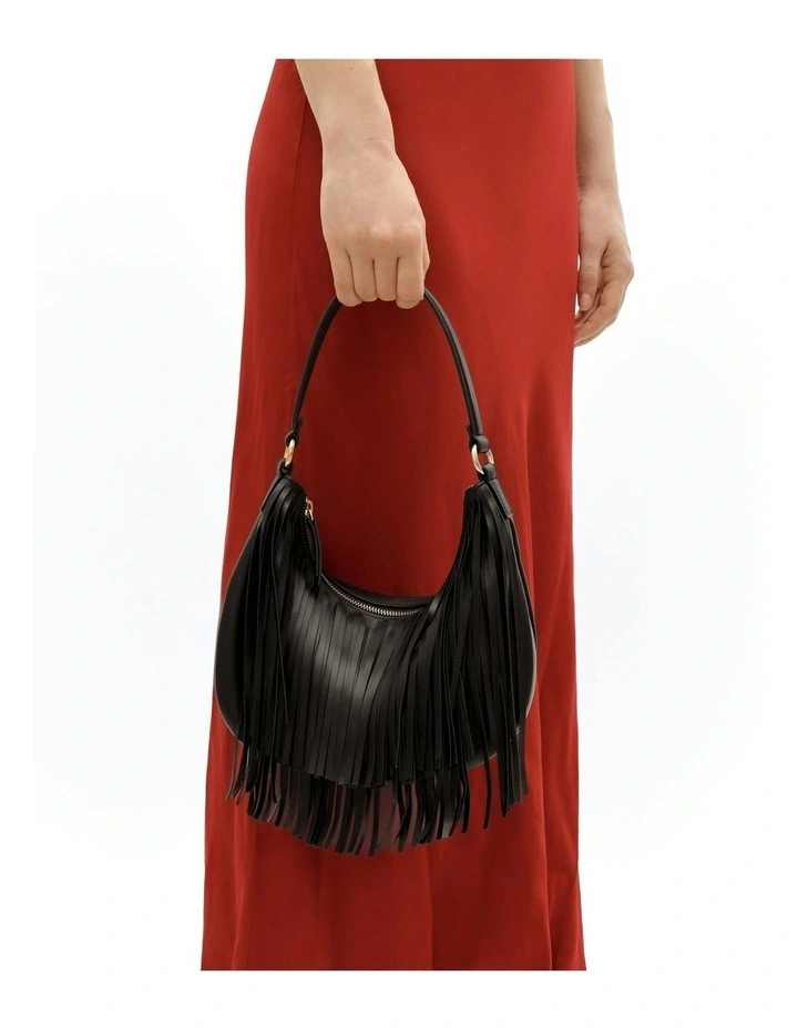 Minnie Leather Shoulder Bag in Black image 2