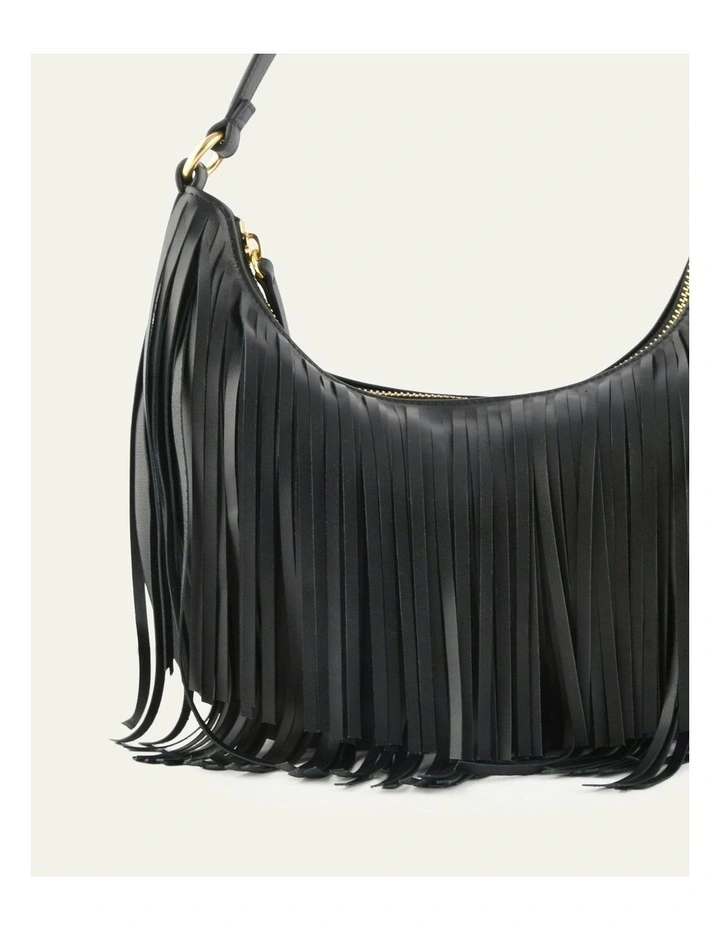 Minnie Leather Shoulder Bag in Black image 3