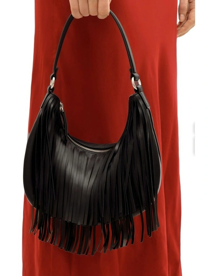 Minnie Leather Shoulder Bag in Black image 7