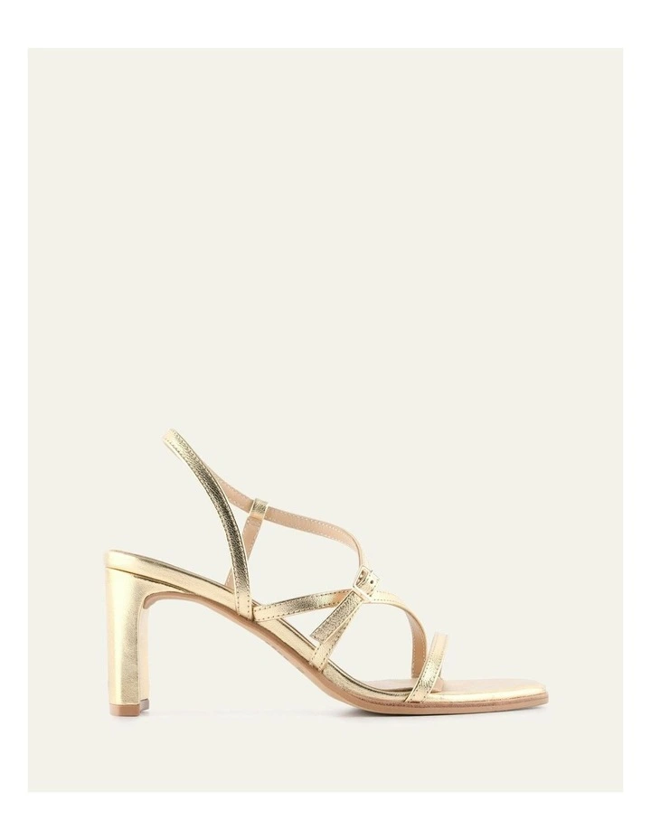 Nala Leather Mid Heel Sandals in Gold image 1