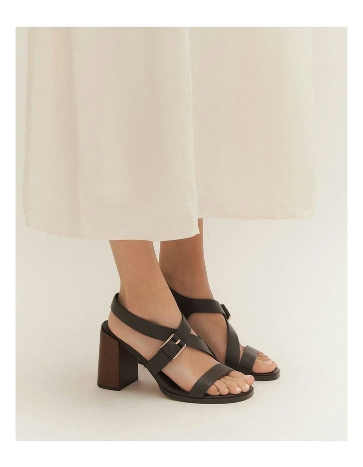 Virgo Leather High Heel Sandals in Chocolate image 2