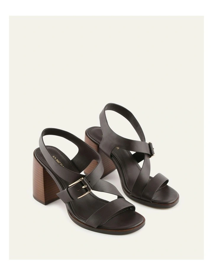 Virgo Leather High Heel Sandals in Chocolate image 3