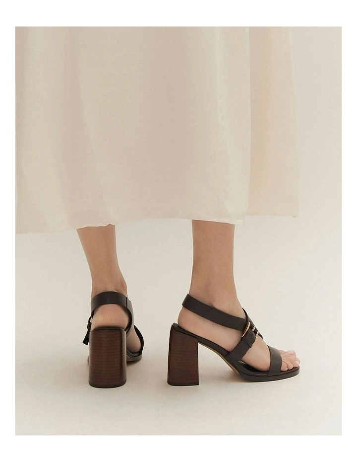 Virgo Leather High Heel Sandals in Chocolate image 7