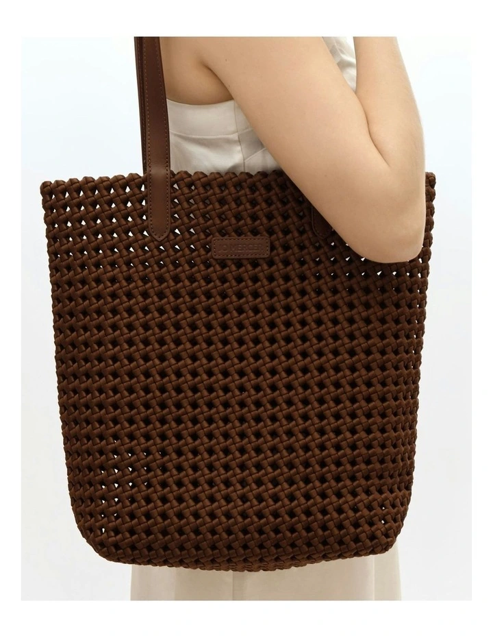 Jupiter Tote Bag in Chocolate Satin image 7