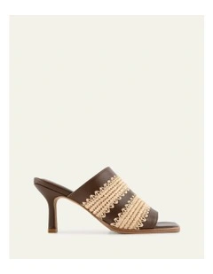 Keating Mid Heel Leather Sandals in Pecan