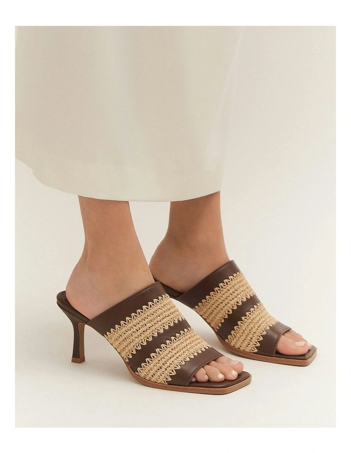 Keating Mid Heel Leather Sandals in Pecan image 2