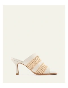 Keating Leather Mid Heel Sandals in Off White