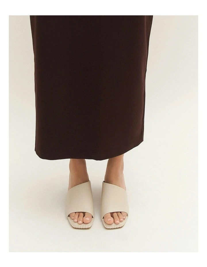 Sienna Leather Mid Heel Sandals in Off White image 2