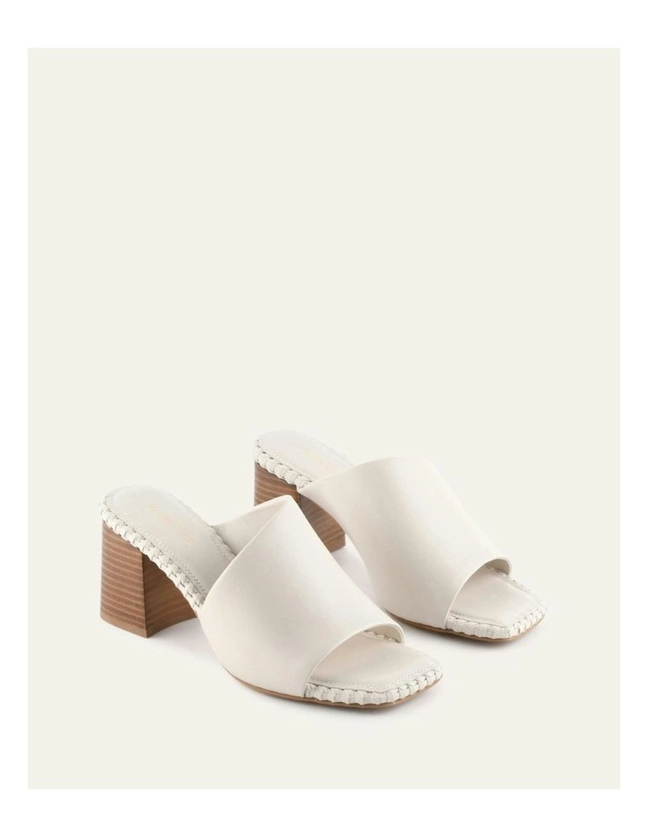 Sienna Leather Mid Heel Sandals in Off White image 3
