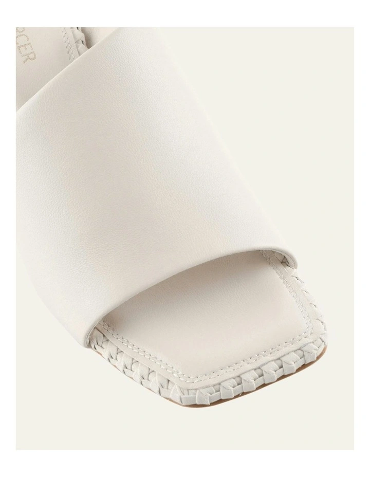 Sienna Leather Mid Heel Sandals in Off White image 4