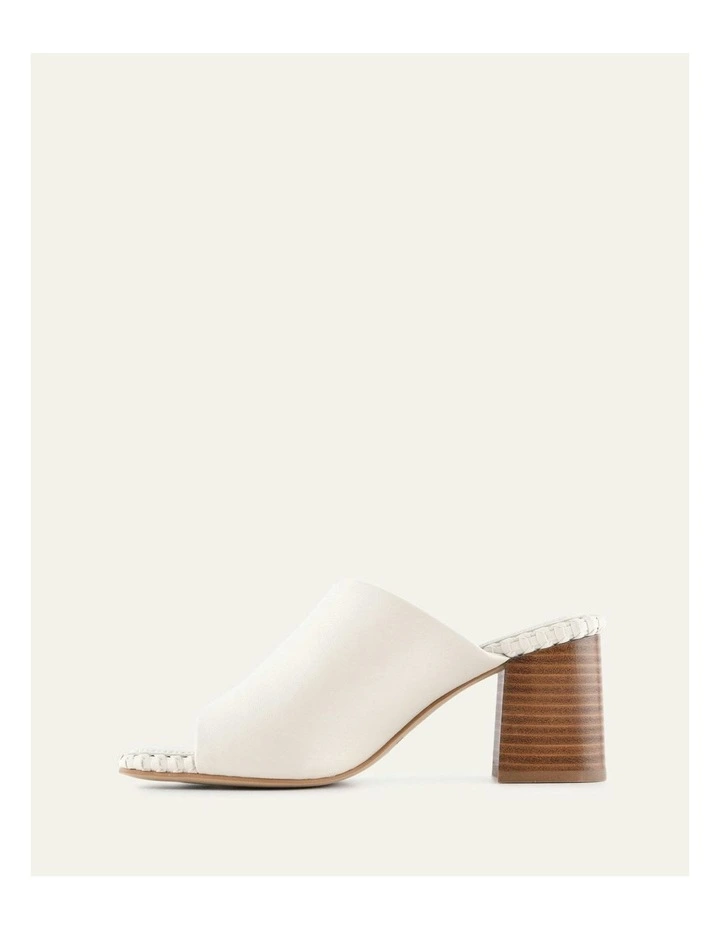 Sienna Leather Mid Heel Sandals in Off White image 6