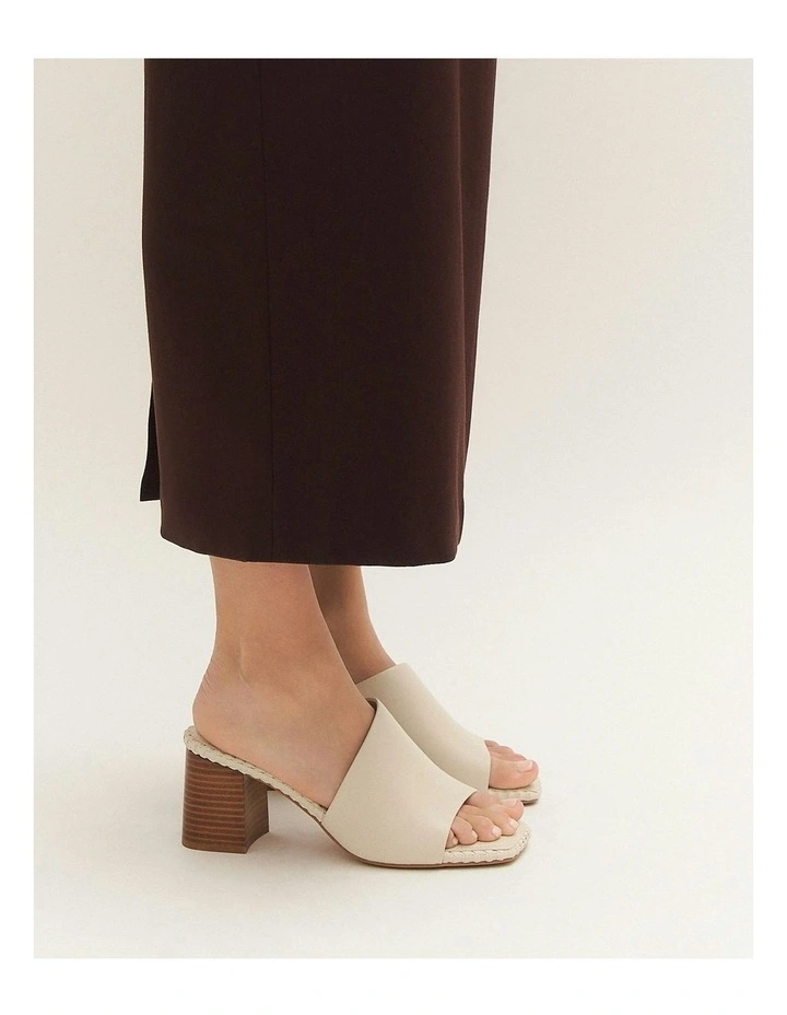 Sienna Leather Mid Heel Sandals in Off White image 7