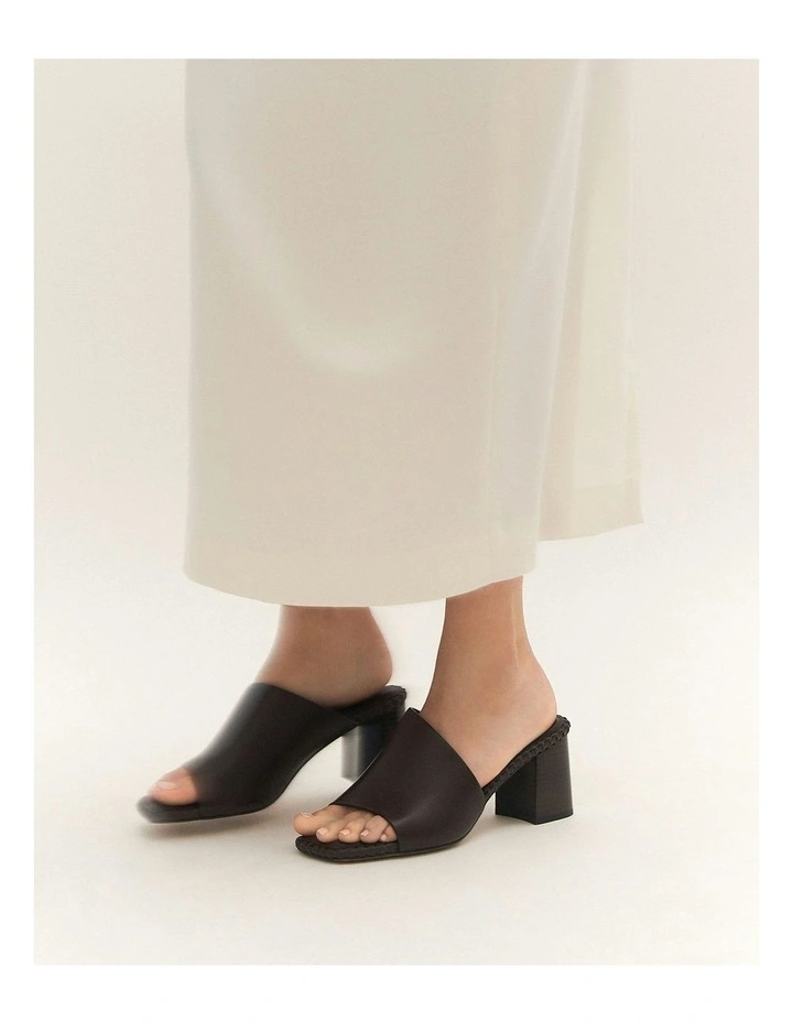 Sienna Leather Mid Heel Sandals in Bitter Chocolate image 2