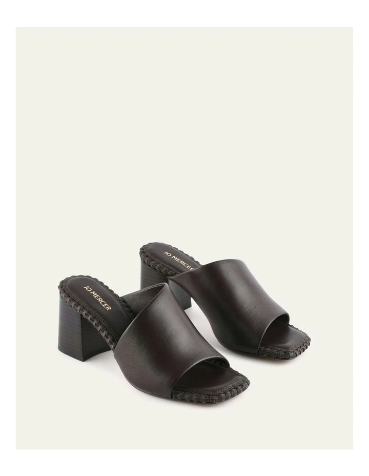 Sienna Leather Mid Heel Sandals in Bitter Chocolate image 3