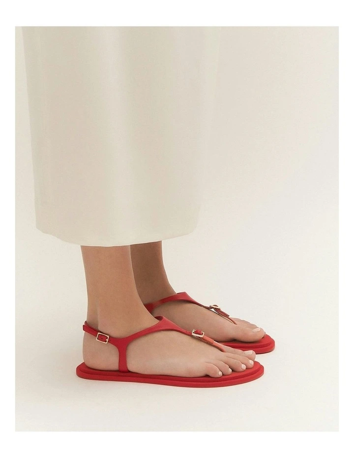 Miro Leather Flat Sandals in Red image 2
