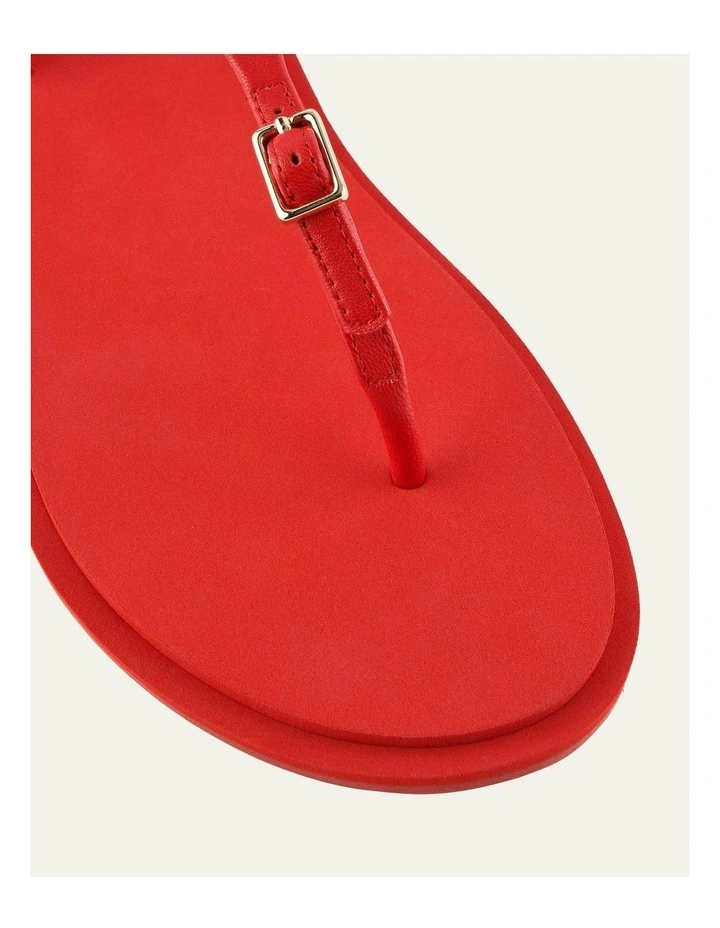 Miro Leather Flat Sandals in Red image 3
