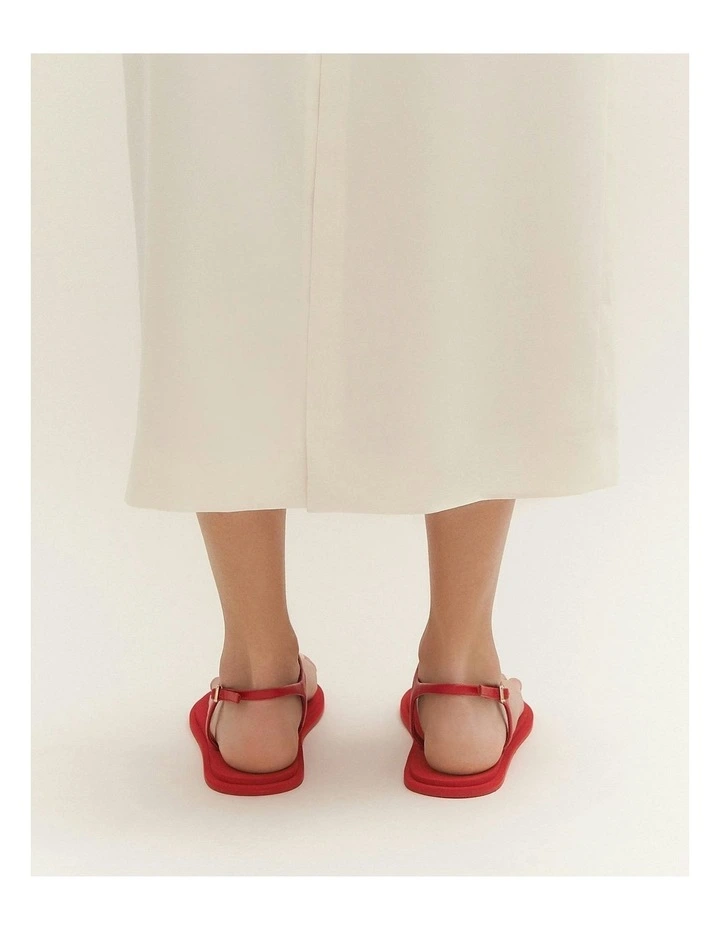 Miro Leather Flat Sandals in Red image 6