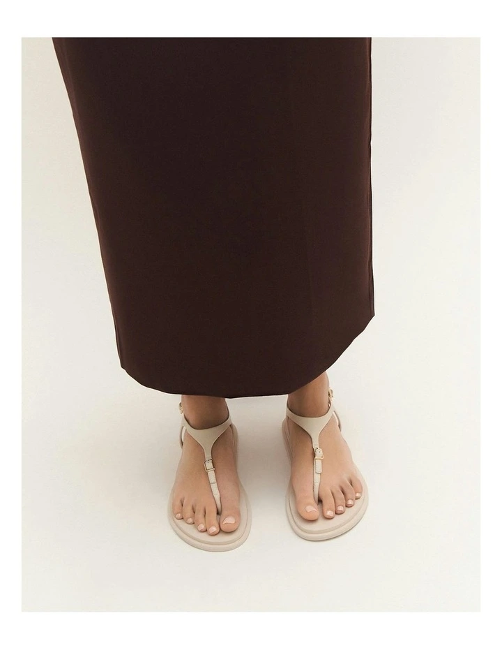 Miro Leather Flat Sandals in Off White image 2