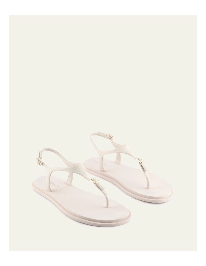 Miro Leather Flat Sandals in Off White image 3