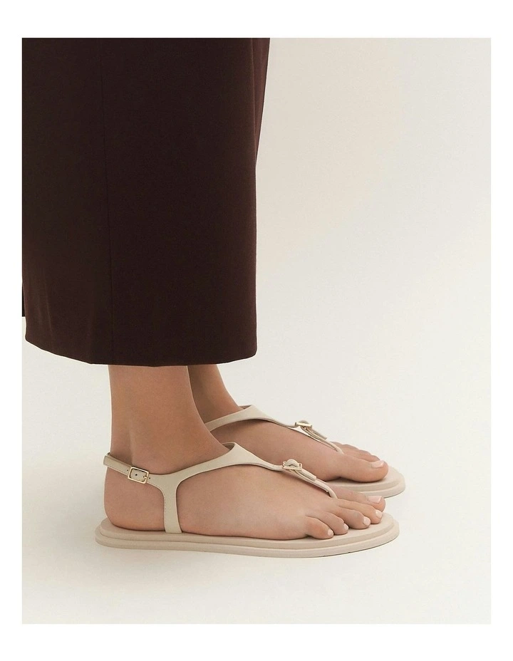 Miro Leather Flat Sandals in Off White image 7
