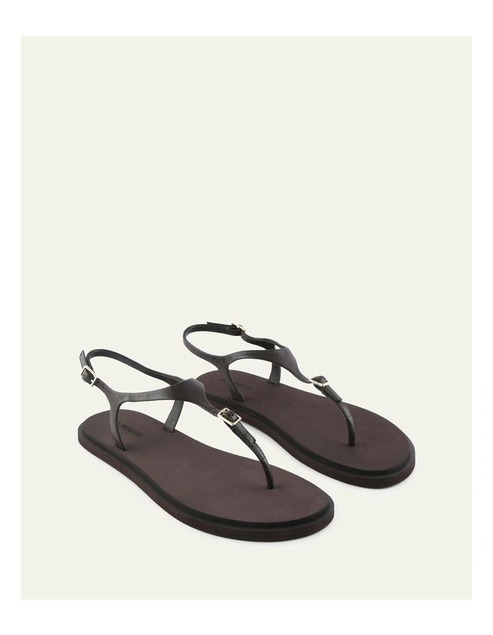 Miro Leather Flat Sandals in Bitter Chocolate image 2