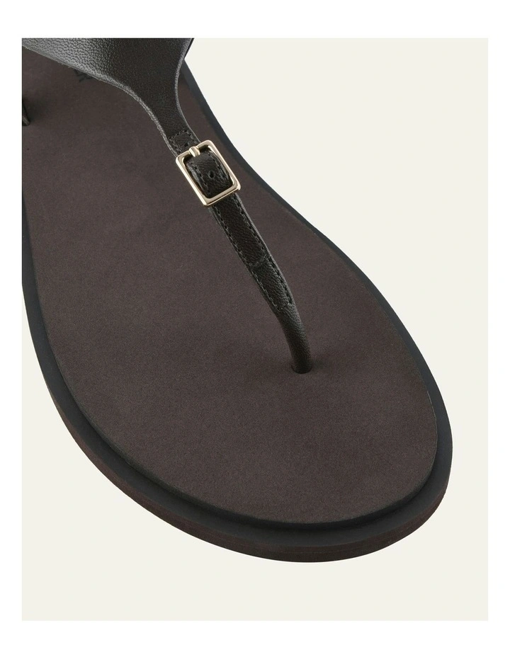 Miro Leather Flat Sandals in Bitter Chocolate image 3