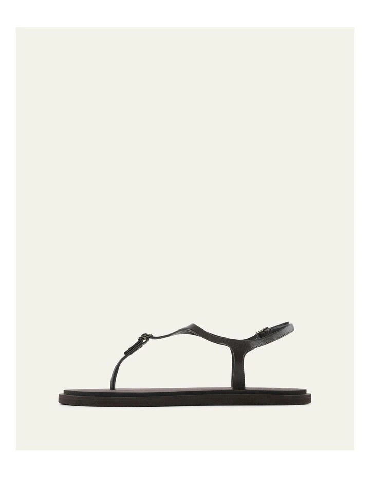 Miro Leather Flat Sandals in Bitter Chocolate image 5