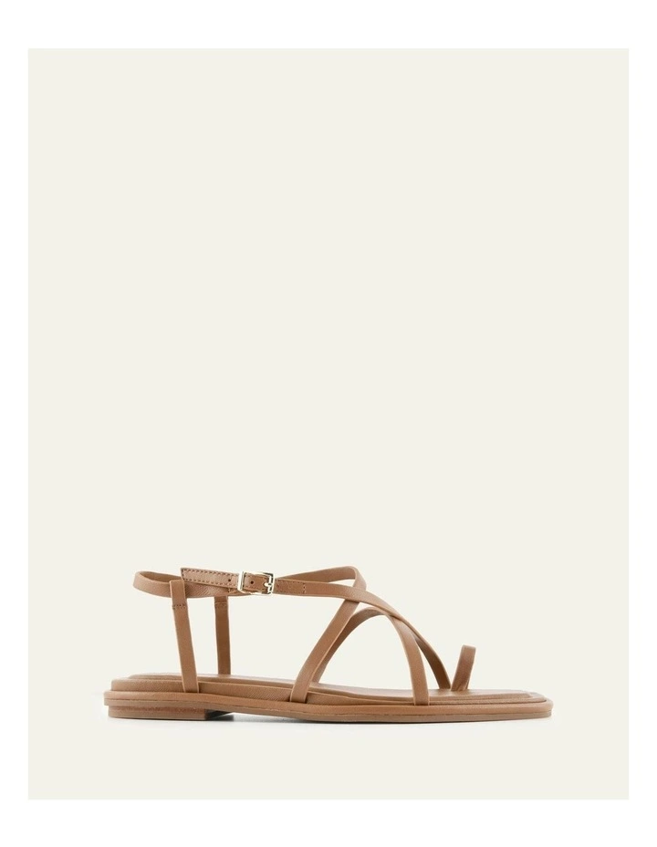 Aven Leather Flat Sandals in Tuscan Tan image 1