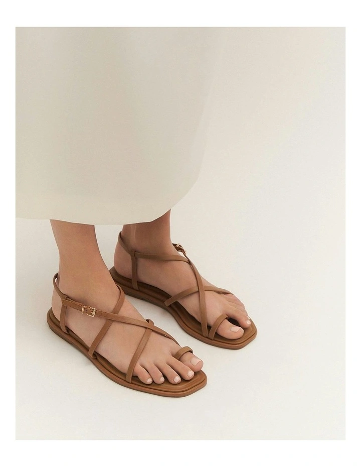 Aven Leather Flat Sandals in Tuscan Tan image 2