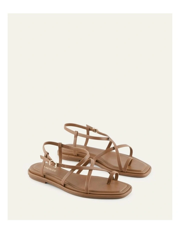 Aven Leather Flat Sandals in Tuscan Tan image 3