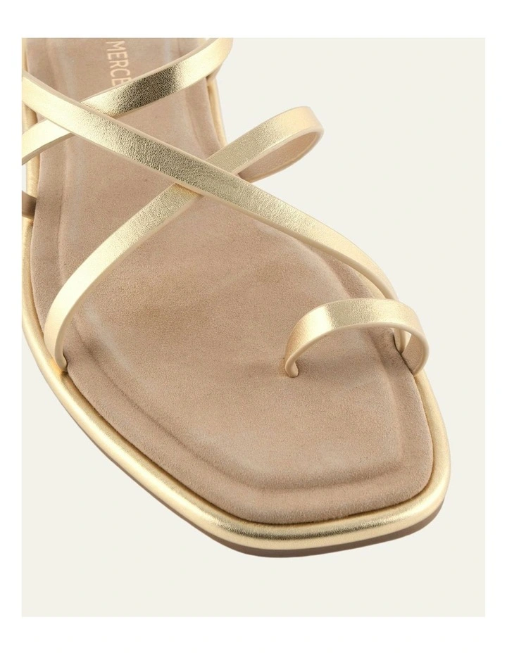 Aven Leather Flat Sandals in Gold image 4