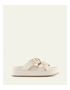 Wicca Leather Flat Sandals in Off White
