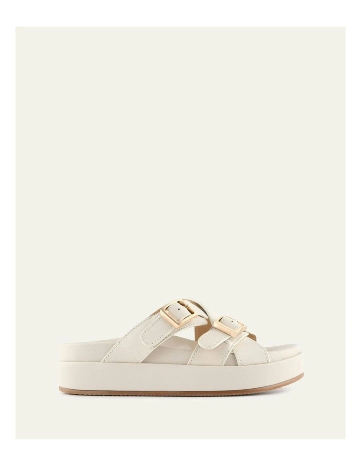 Wicca Leather Flat Sandals in Off White image 1