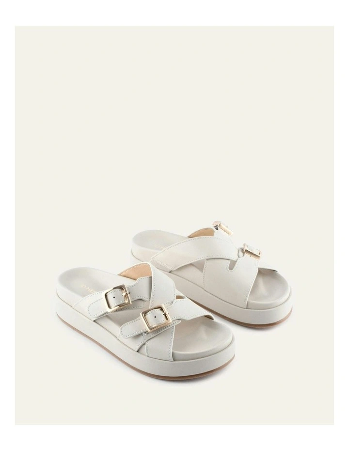 Wicca Leather Flat Sandals in Off White image 3