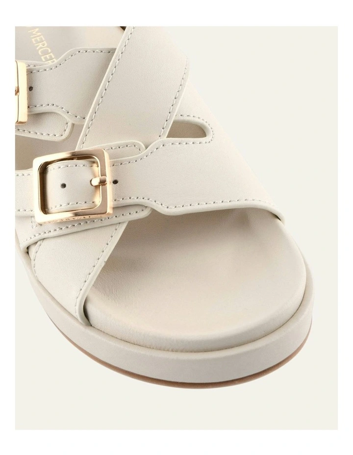 Wicca Leather Flat Sandals in Off White image 4