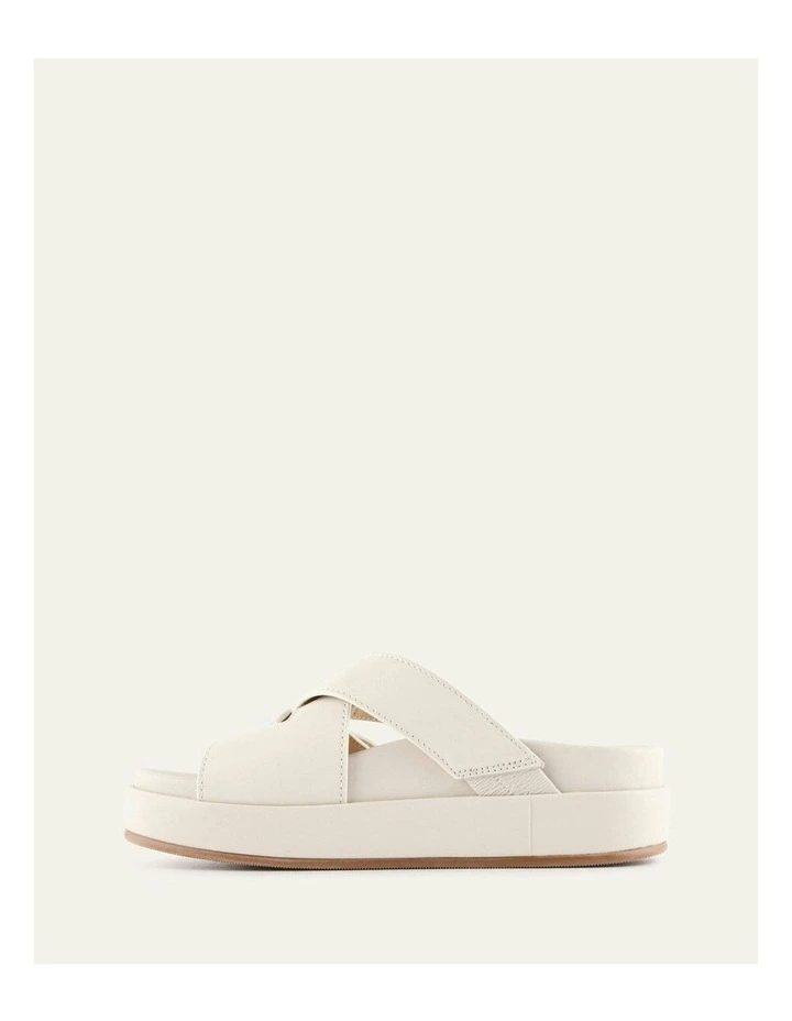 Wicca Leather Flat Sandals in Off White image 6