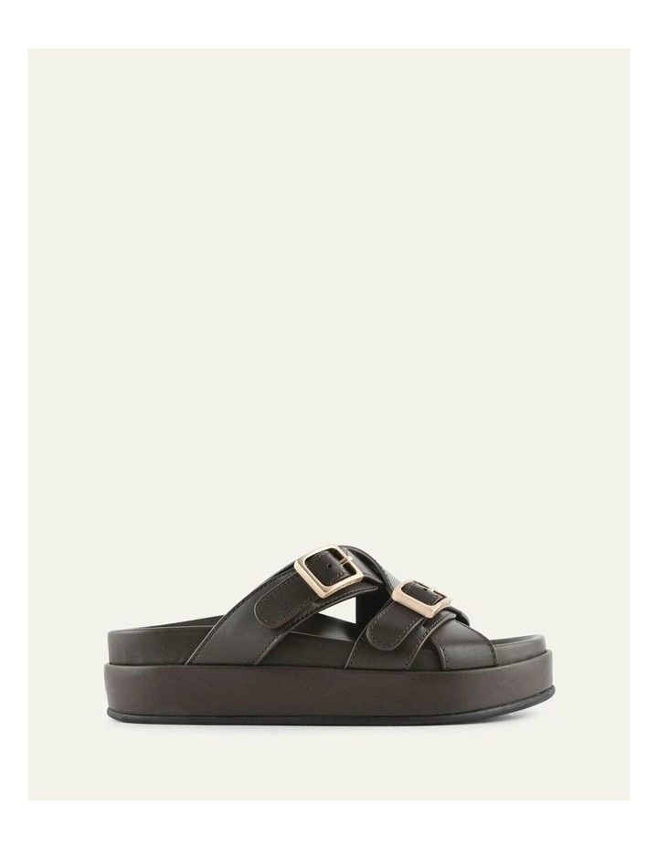 Wicca Leather Flat Sandals in Bitter Chocolate image 1