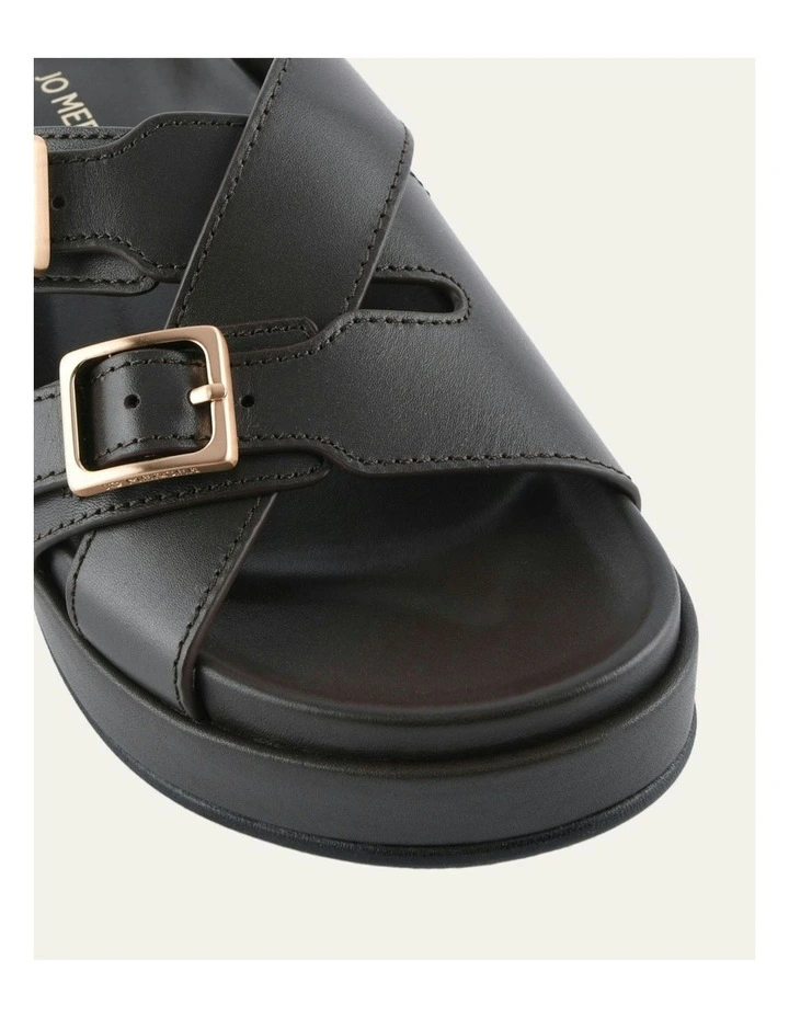 Wicca Leather Flat Sandals in Bitter Chocolate image 4