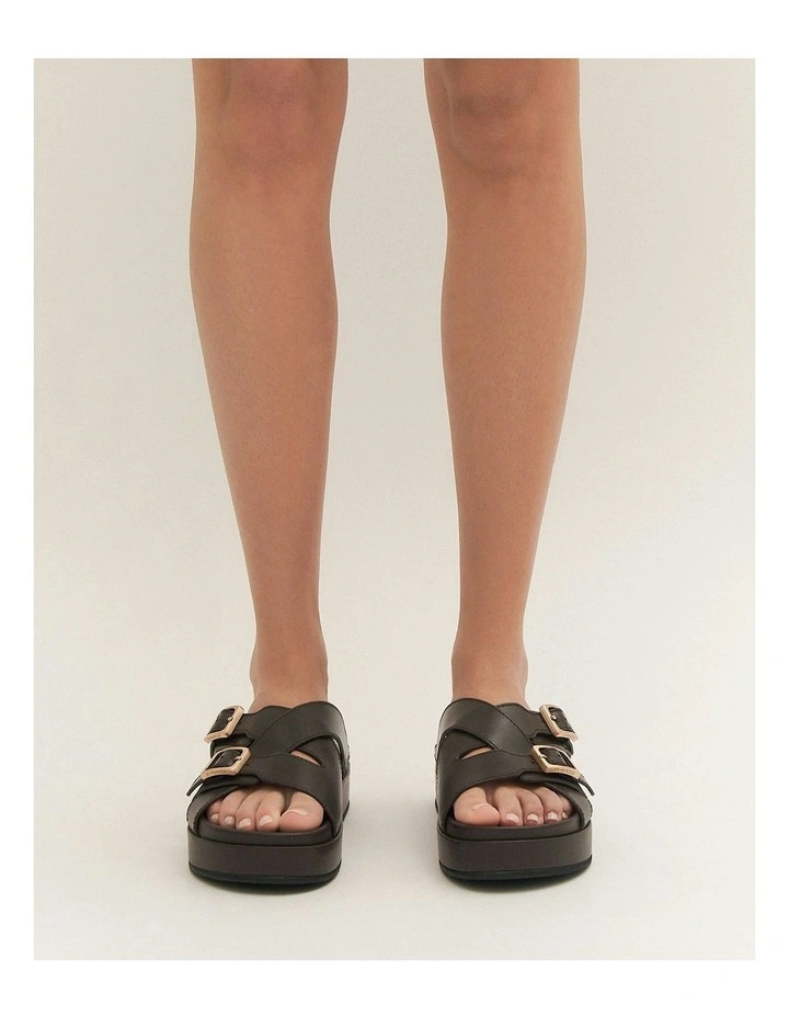 Wicca Leather Flat Sandals in Bitter Chocolate image 7