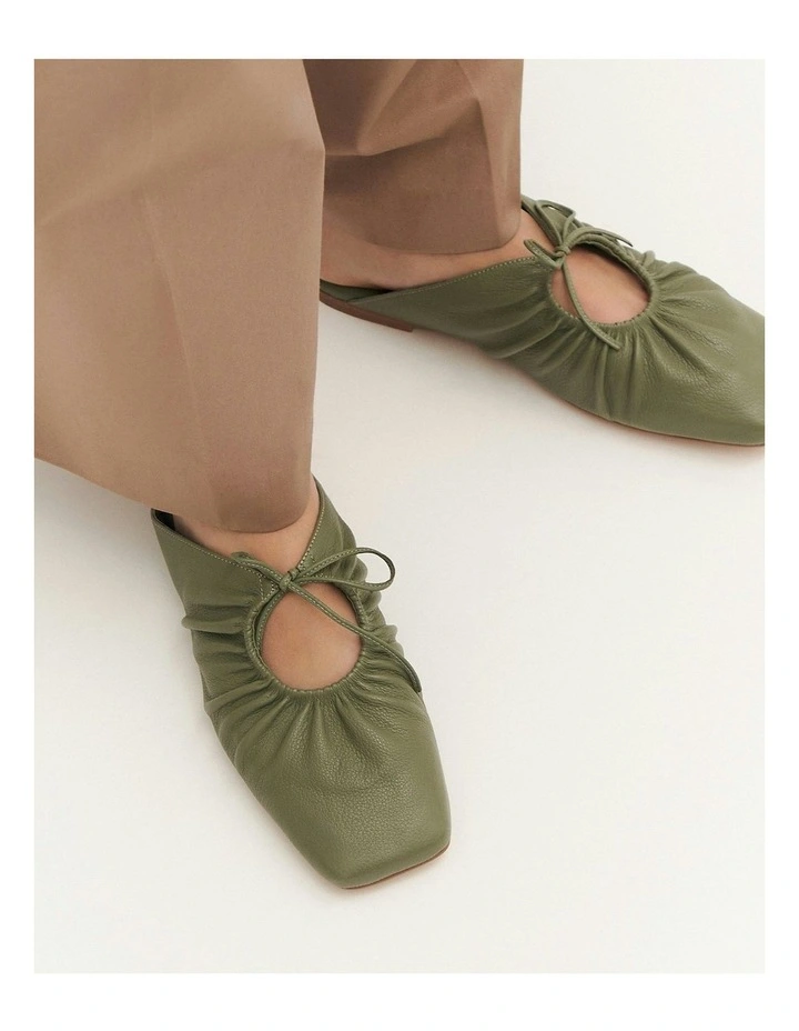 Keva Leather Casual Flats in Sage image 2