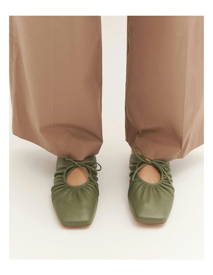 Keva Leather Casual Flats in Sage image 7