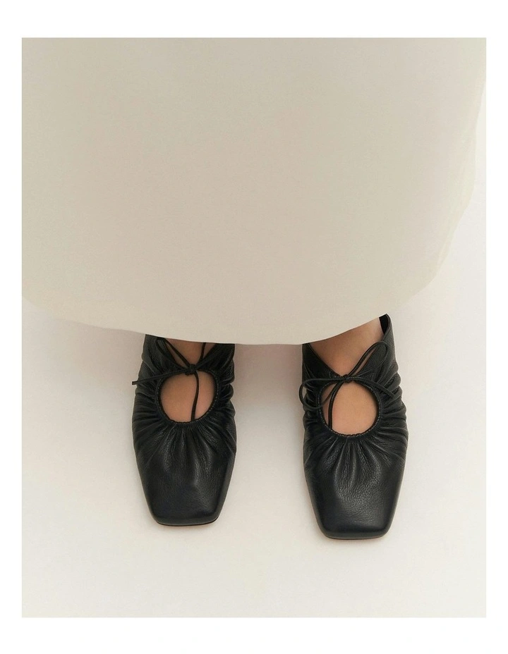 Keva Casual Flats in Black Leather image 2