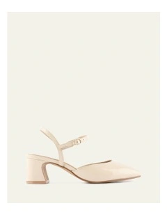 Jewel Low Heels in Sand Patent