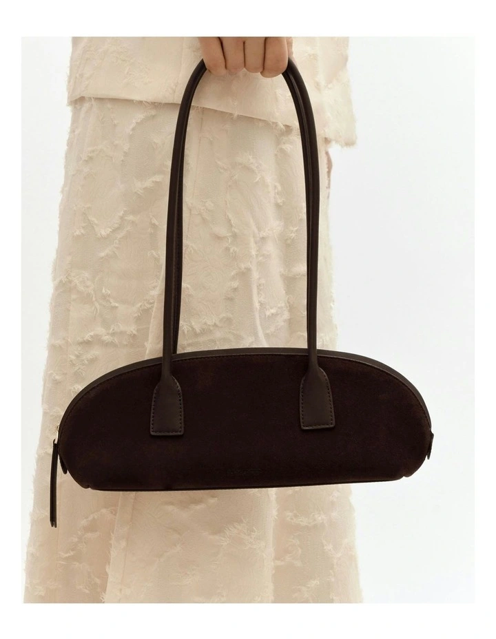 Rusty Shoulder Bag in Bitter Choc Suede image 6