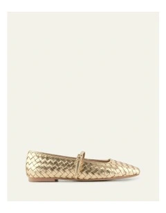 Sailor Leather Ballet Flats in Gold