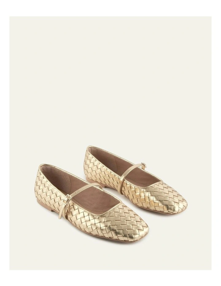 Sailor Leather Ballet Flats in Gold image 2