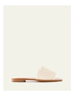 Picasso Flat Slides in Off White Raffia